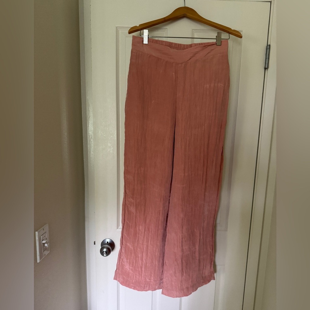 HOUSE OF HARLOW Women Elastic Hi-Rise Crinkled Wide Leg Pants